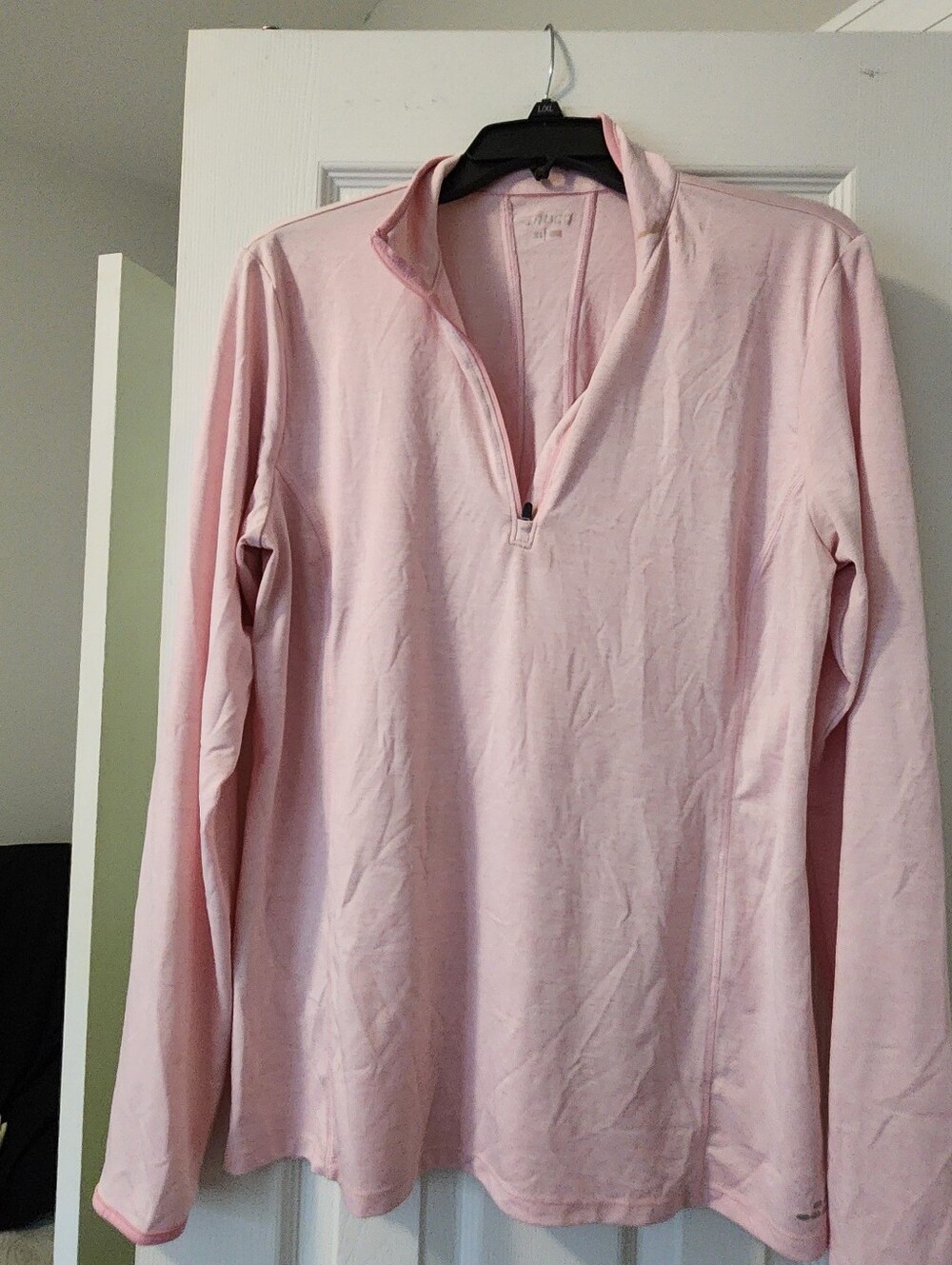 Women's Light Pink Long-Sleeve Quarter-Zip Shirt - XL